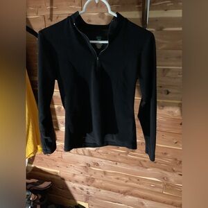 REI Women's corduroy Black Long Sleeve quarter Zip Top size medium